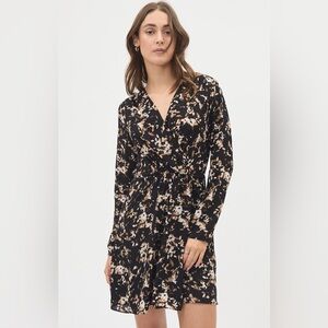 ⭐️Host Pick⭐️ RW&CO. Black and Cream/tan print Long Sleeve Dress size XS NWT